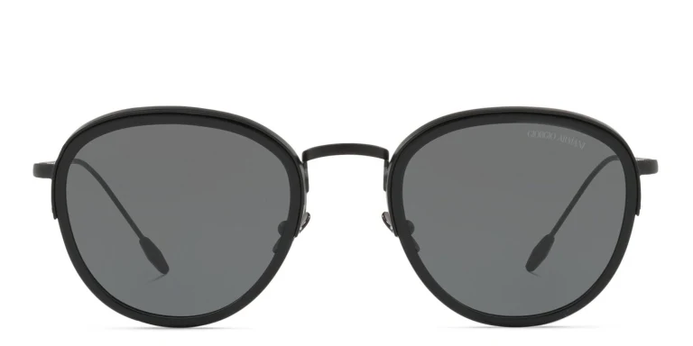 Shop GIORGIO ARMANI Round Sunglasses in Black online.