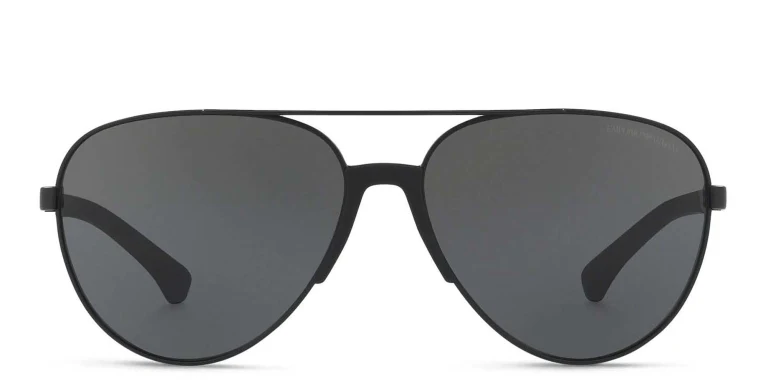 Shop Emporio Armani Pilot Sunglasses in Black online.