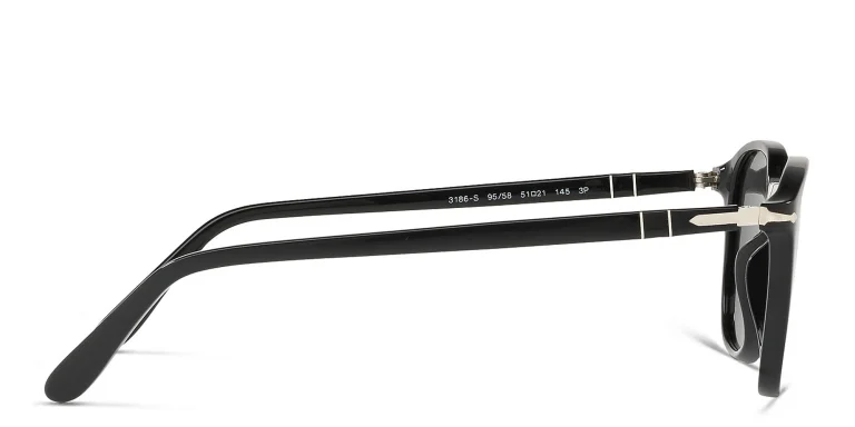 Shop PERSOL Round Sunglasses in Black online.