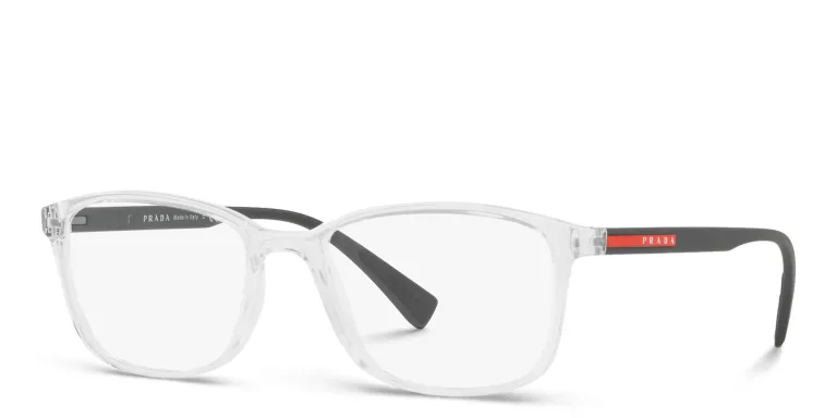 Shop Prada Linea Rossa Rectangle Eyeglasses in Clear online.