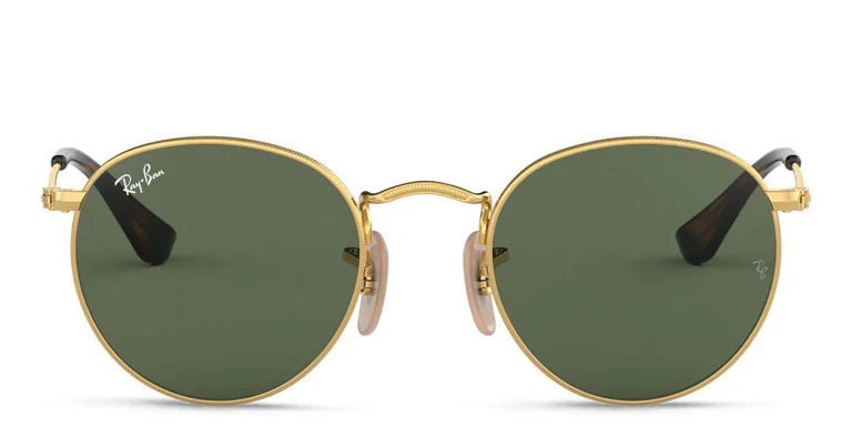 Shop Ray-Ban Junior Kids Round Sunglasses in Gold online.