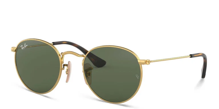 Shop Ray-Ban Junior Kids Round Sunglasses in Gold online.