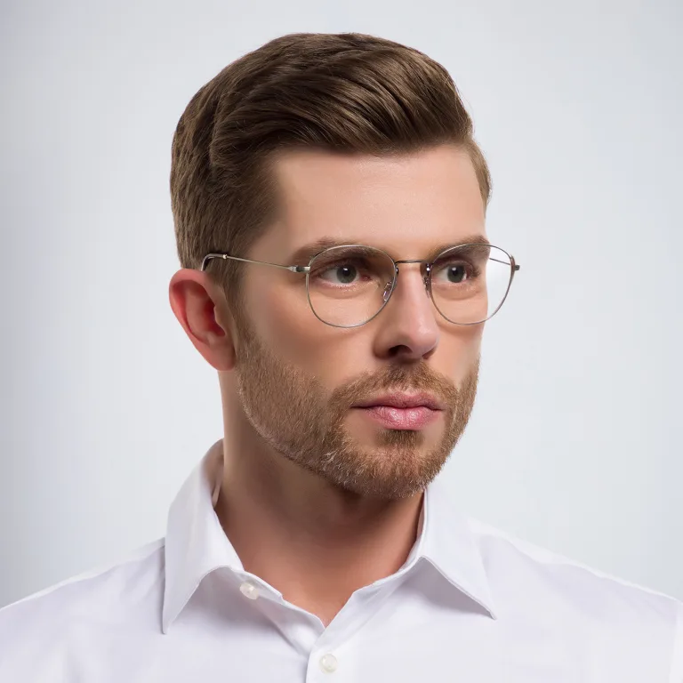 Shop GIORGIO ARMANI Round Eyeglasses in Gold online.
