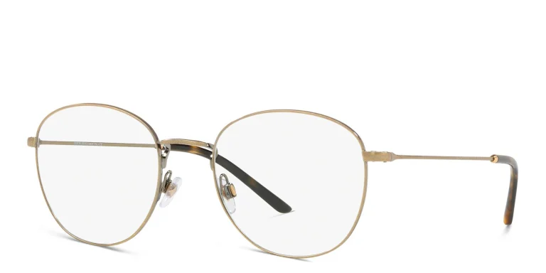 Shop GIORGIO ARMANI Round Eyeglasses in Gold online.