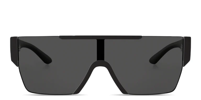 Shop BURBERRY Rimless Rectangle Sunglasses in Black online.