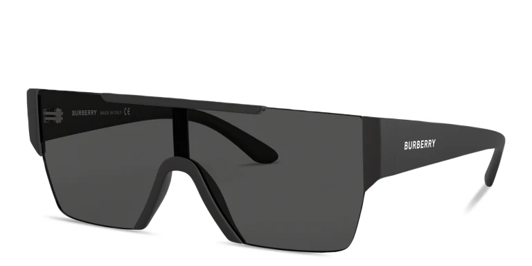 Shop BURBERRY Rimless Rectangle Sunglasses in Black online.