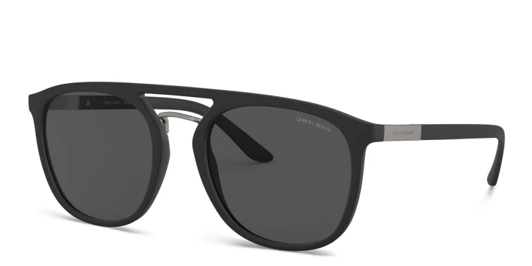 Shop GIORGIO ARMANI Square Sunglasses in Black online.