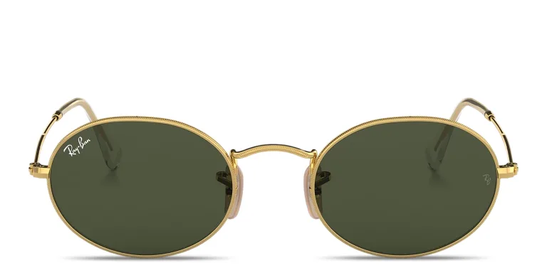 Shop Ray-Ban Oval Metal Unisex Sunglasses in Gold online.