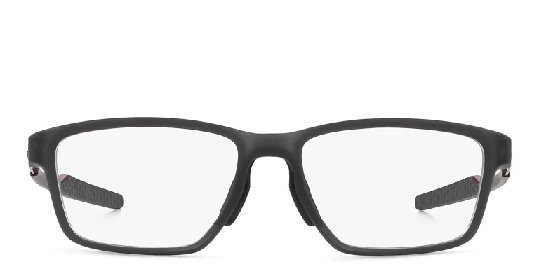 Shop Oakley Metalink Wide Rectangle Eyeglasses in Grey online.