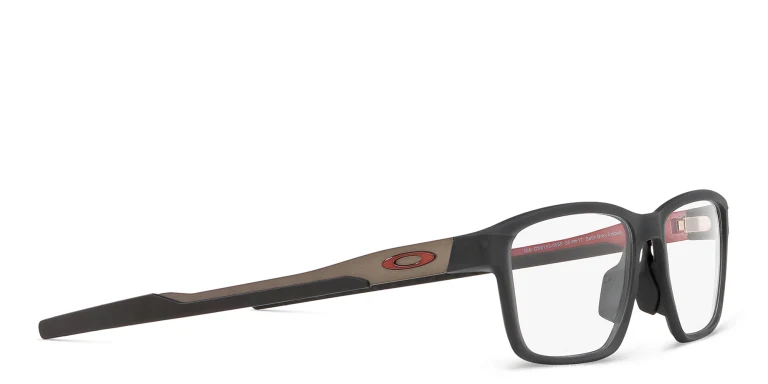 Shop Oakley Metalink Wide Rectangle Eyeglasses in Grey online.