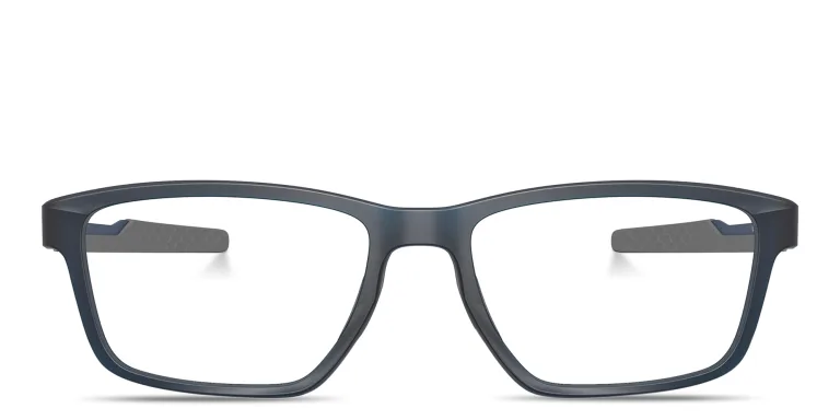 Shop Oakley Metalink Wide Rectangle Eyeglasses in Blue online.