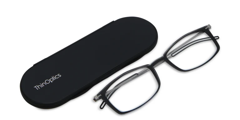 Shop ThinOptics Brooklyn Ready Readers with Milano Case in Black online.
