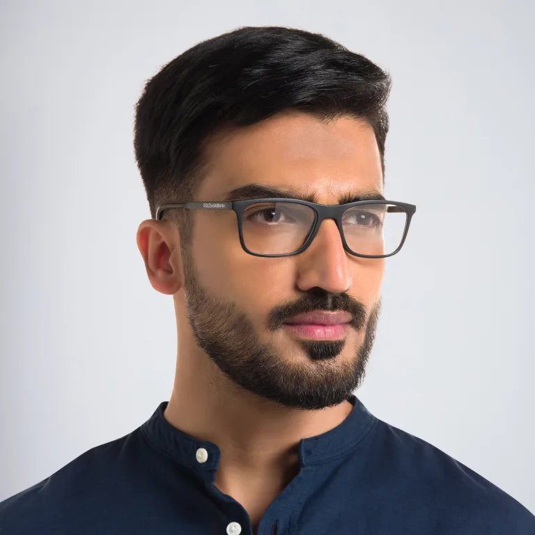 Shop Dolce & Gabbana Rectangle Eyeglasses in Black online.