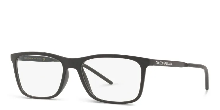 Shop Dolce & Gabbana Rectangle Eyeglasses in Black online.