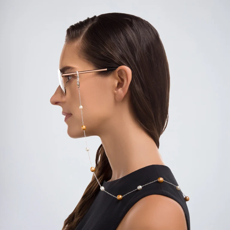 Shop Uoptic Pearl Glasses Chain in Brown online.