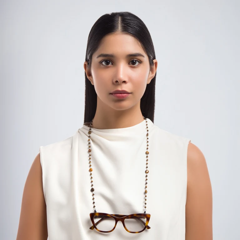 Shop Uoptic Tiger's Eye & Stainless Steel Glasses Chain in Brown online.