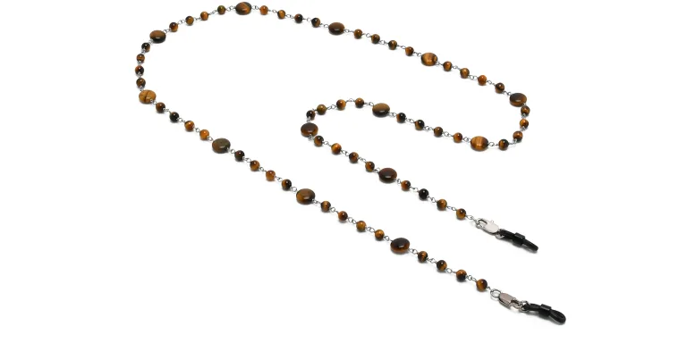 Shop Uoptic Tiger's Eye & Stainless Steel Glasses Chain in Brown online.