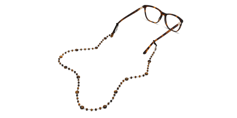 Shop Uoptic Tiger's Eye & Stainless Steel Glasses Chain in Brown online.