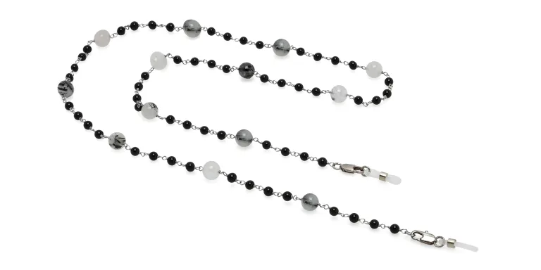Shop Uoptic Onyx & Stainless Steel Glasses Chain in Black online.