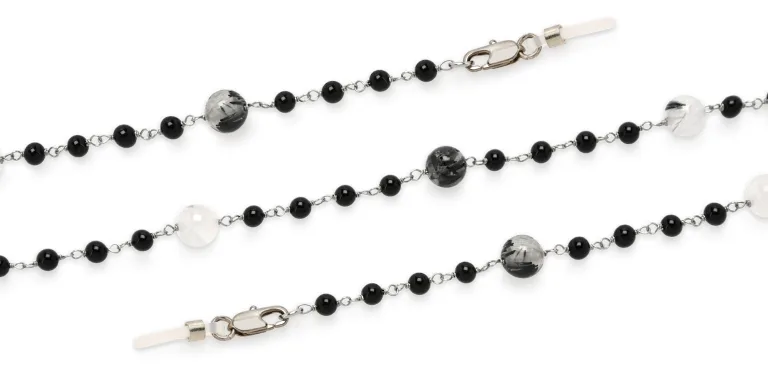 Shop Uoptic Onyx & Stainless Steel Glasses Chain in Black online.