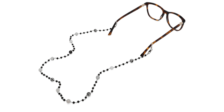 Shop Uoptic Onyx & Stainless Steel Glasses Chain in Black online.