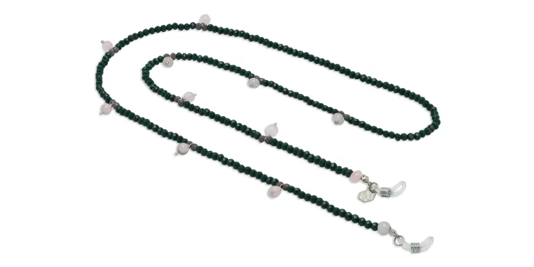 Shop The RICCI DISTRICT Crystals & Rose Quartz Glasses Chain in Green online.