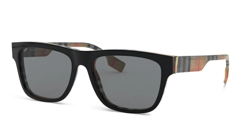 Shop BURBERRY Square Sunglasses in Black online.