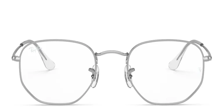 Shop Ray-Ban Unisex Hexagonal Irregular Eyeglasses in Silver online.