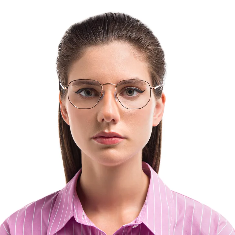 Shop Ray-Ban Unisex Hexagonal Irregular Eyeglasses in Gold online.