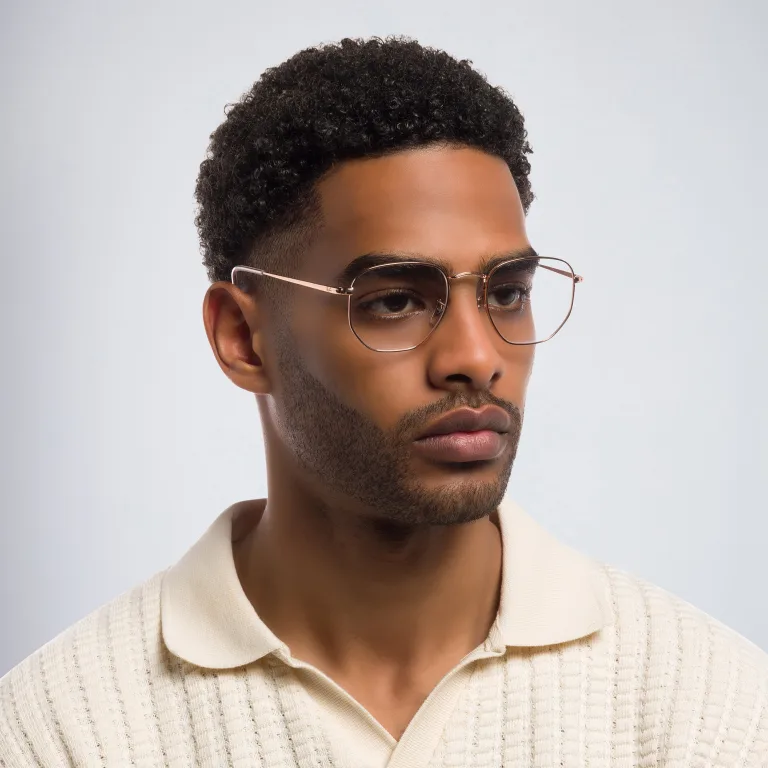 Shop Ray-Ban Unisex Hexagonal Irregular Eyeglasses in Gold online.