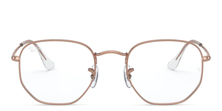 Shop Ray-Ban Unisex Hexagonal Irregular Eyeglasses in Gold online.
