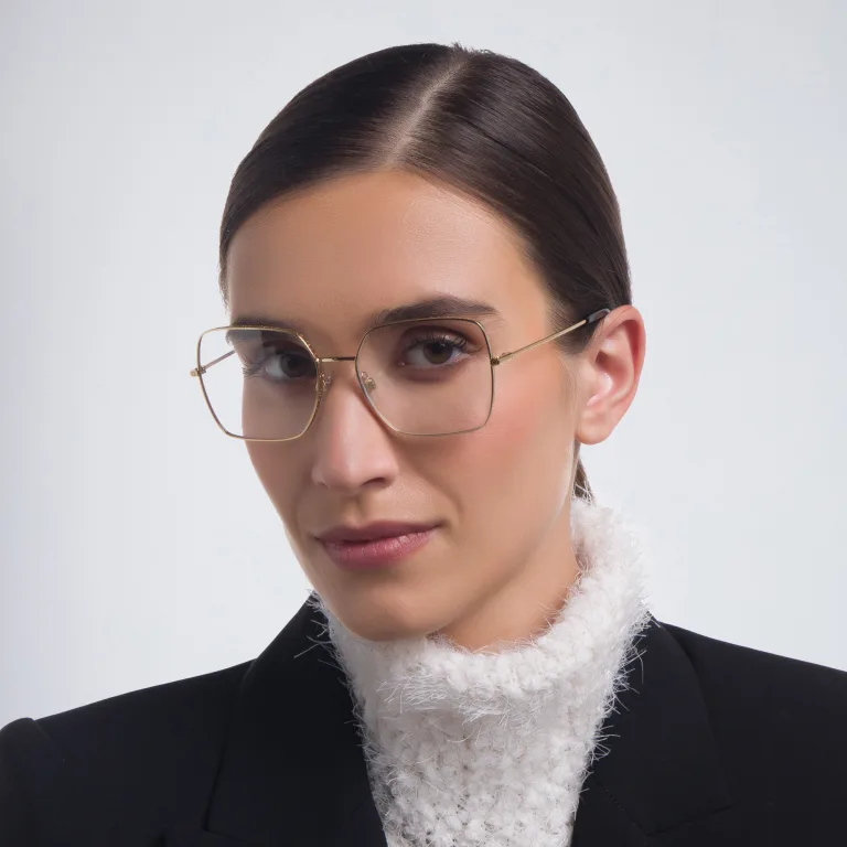 Shop Dolce & Gabbana Square Eyeglasses in Gold online.
