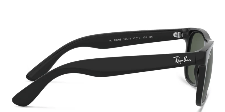 Shop Ray-Ban Junior Kids Wayfarer Square Sunglasses in Black online.