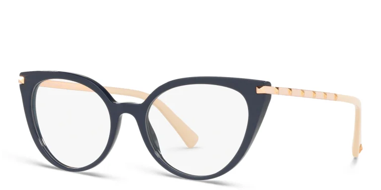 Shop VALENTINO Stud Cat-Eye Eyeglasses in Blue online.