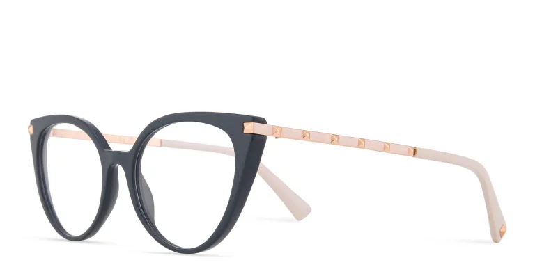 Shop VALENTINO Stud Cat-Eye Eyeglasses in Blue online.
