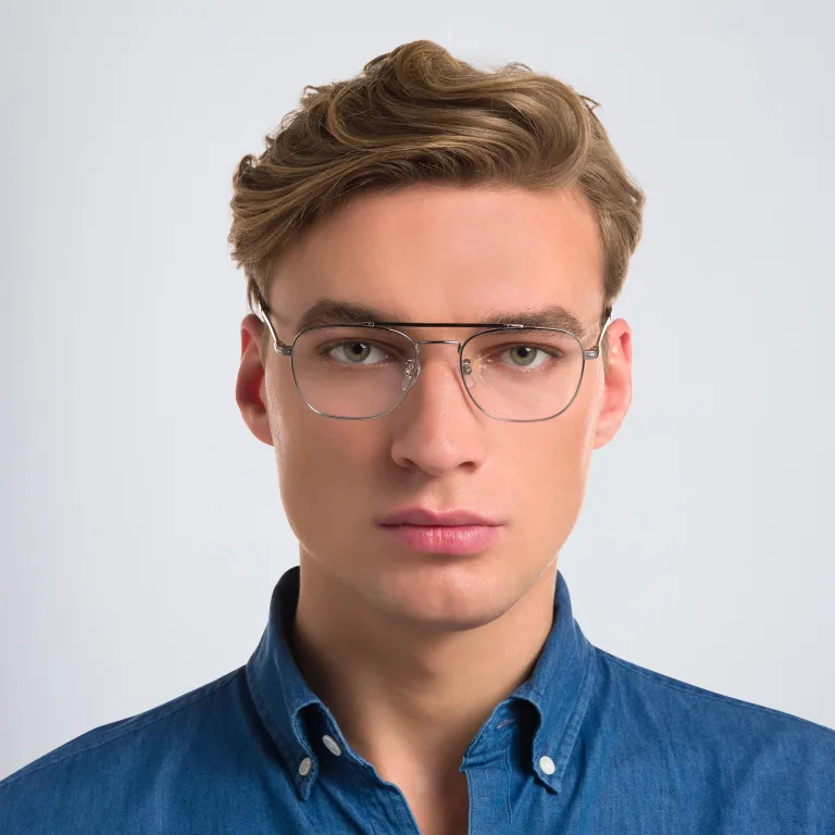 Shop DAVID BECKHAM Square Eyeglasses in Silver online.