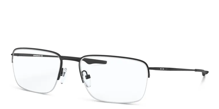 Shop Oakley Wingback Half-Rim Square Eyeglasses in Black online.