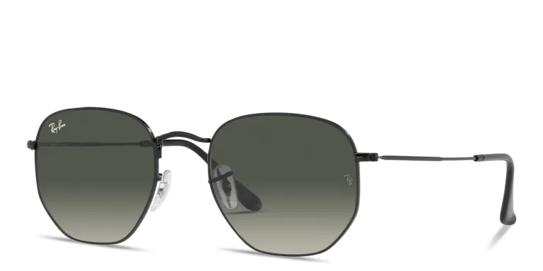 Shop Ray-Ban Hexagonal Unisex Sunglasses in Black online.