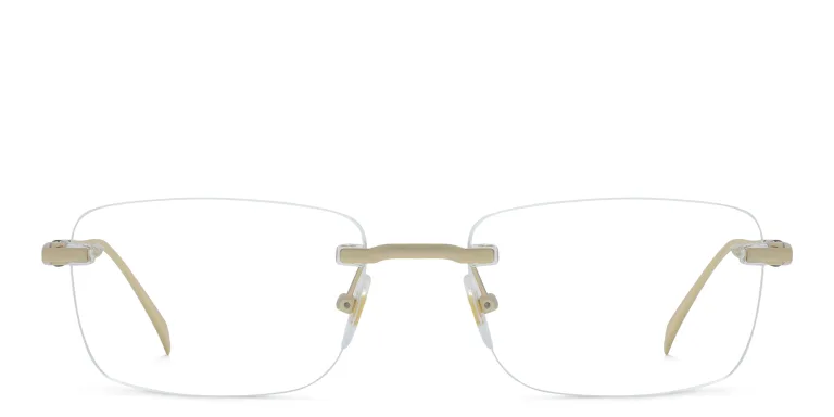Shop EYE'M Rimless Rectangle Eyeglasses in Gold online.