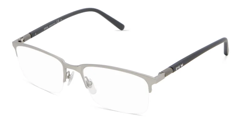Shop EYE'M Half Rim Rectangle Eyeglasses in Silver online.