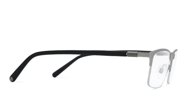 Shop EYE'M Half Rim Rectangle Eyeglasses in Silver online.