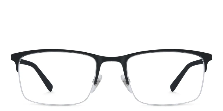 Shop EYE'M Half Rim Rectangle Eyeglasses in Gunmetal online.