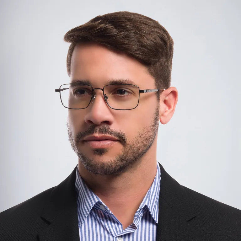 Shop EYE'M Rectangle Eyeglasses in Gunmetal online.
