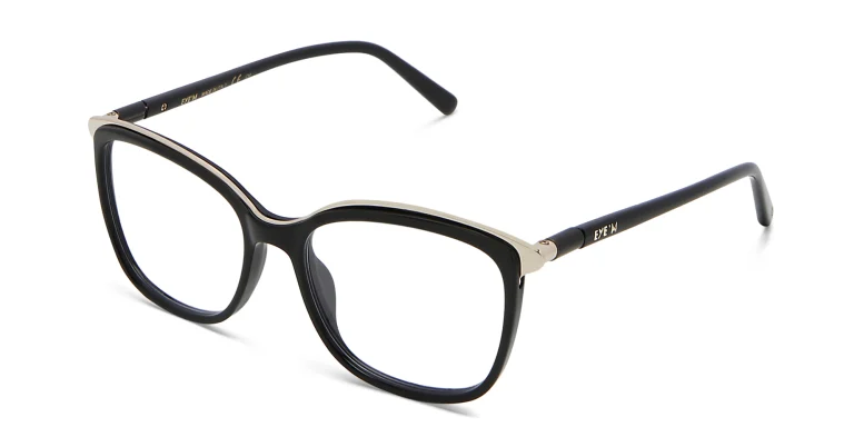 Shop EYE'M Square Eyeglasses in Black online.