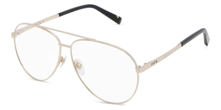 Shop EYE'M Wide Aviator Eyeglasses in Gold online.