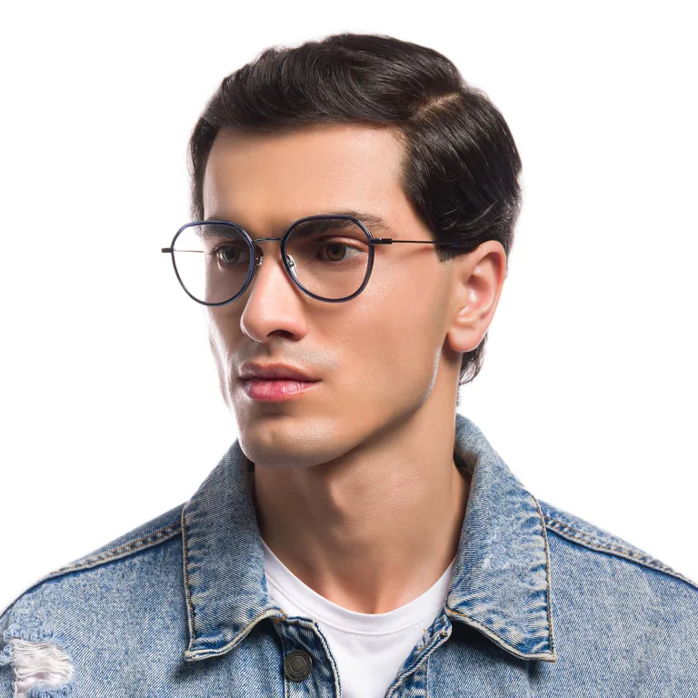 Shop EYE'M Unisex Round Eyeglasses in Blue online.