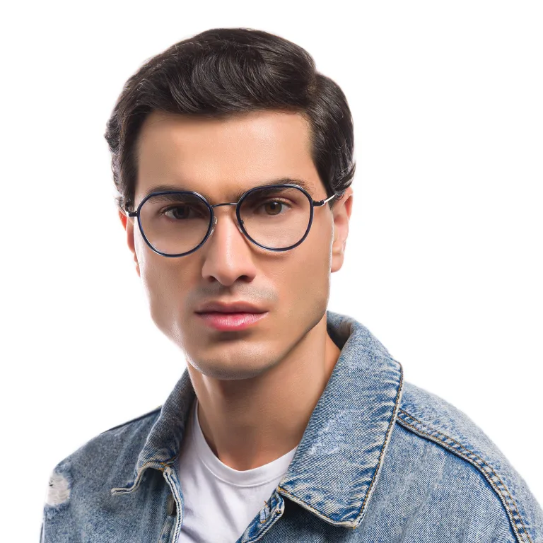 Shop EYE'M Unisex Round Eyeglasses in Blue online.