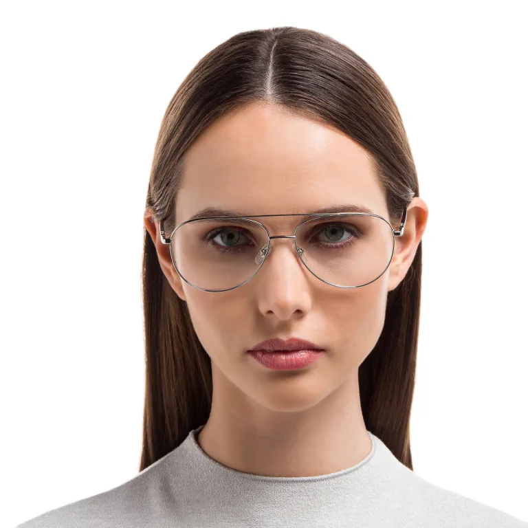 Shop EYE'M Unisex Wide Aviator Eyeglasses in Silver online.