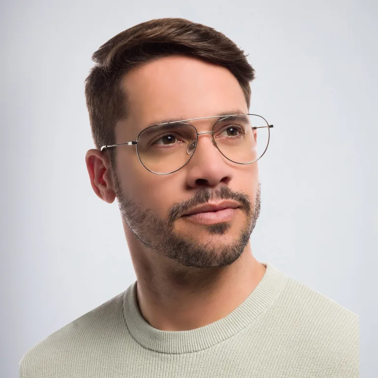 Shop EYE'M Unisex Wide Aviator Eyeglasses in Silver online.