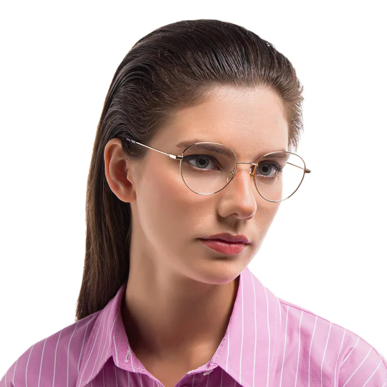 Shop EYE'M Unisex Round Eyeglasses in Gold online.